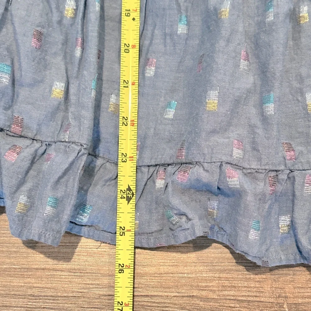 J Crew Crewcuts Girls 8 Blue Chambray Shimmer Clip Dot Dress